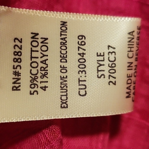 Max Studio Pink Textured Boho Crochet Trim Empire Waist Top - Size XS - Picture 8 of 9